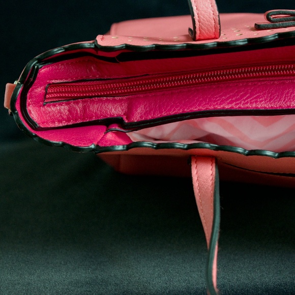 Coral Pink Faux Leather Small Tote Bag Candie’s by Fergie - Picture 12 of 17